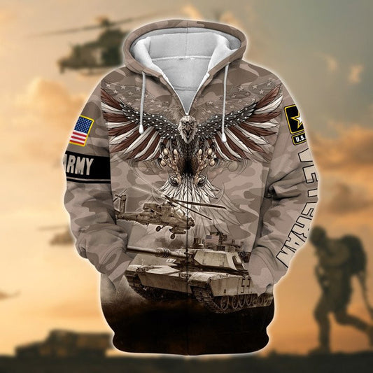 Premium Unique US Army Veteran Zip Hoodie by Easychoo, style PGCL10AM
