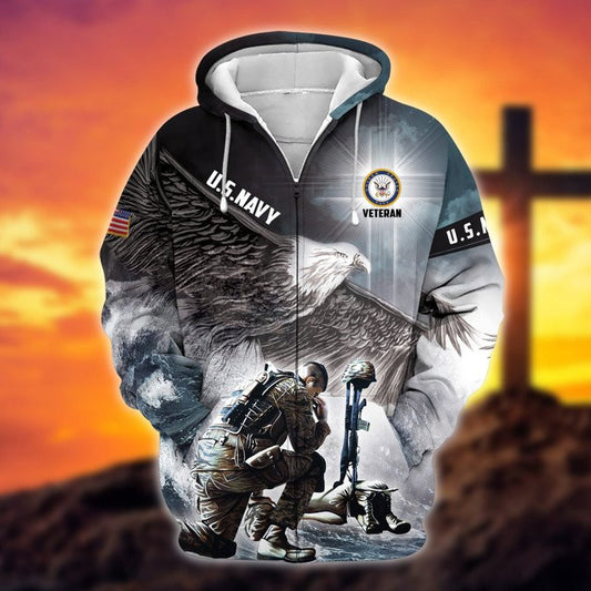 Premium Unique US Navy Veteran Zip Hoodie by Easychoo, Pgpg