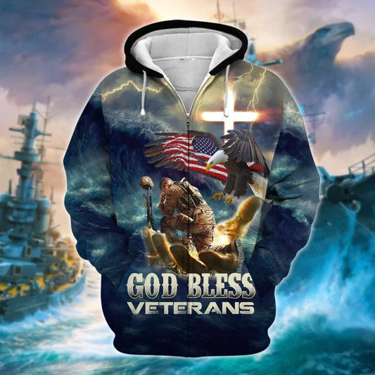 Premium Unique US Veteran Navy Zip Hoodie by Easychoo, style PGCL20VET