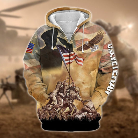 Premium Multiple US Veteran Navy Zip Hoodie by Easychoo
