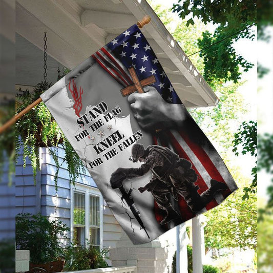 STAND FOR THE FLAG KNEEL FOR THE FALLEN Veteran by Easychoo, style FLAG-024
