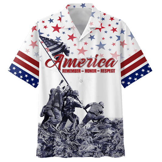 Independence Day - Hawaiian - Short Unisex Veteran Hawaiian Shirt by Easychoo, style PG248FIX2