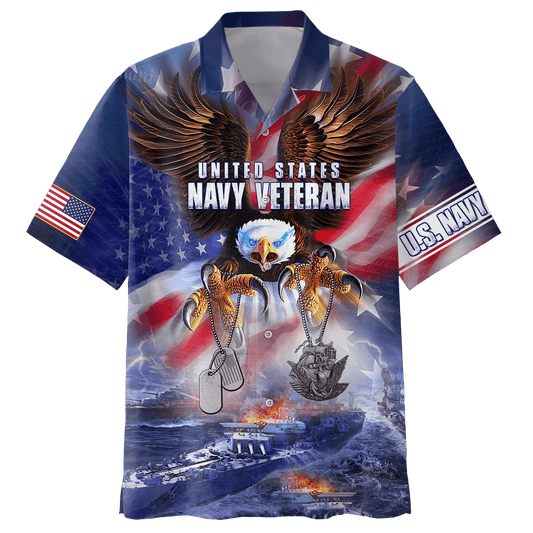 U.S Navy Veteran MON26072201- NA Unisex All-Over Print Hawaiian Shirt by Easychoo