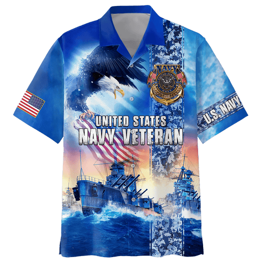 U.S Navy Veteran MON26072202- NA Unisex All-Over Print Hawaiian Shirt by Easychoo