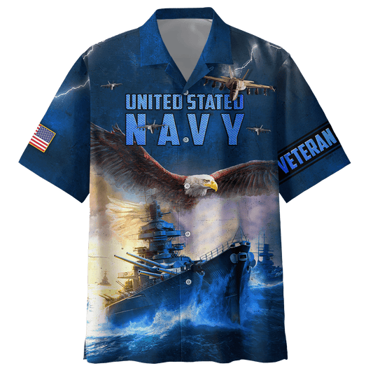 Eagle US Navy Veteran MH02082202- NA Unisex All-Over Print 3D Hawaiian Shirt by Easychoo