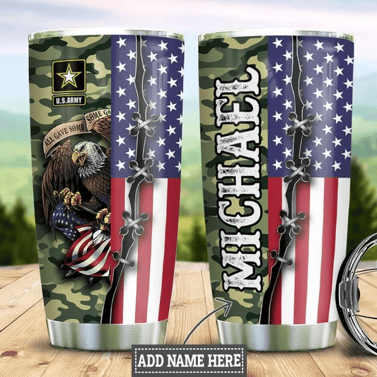 Personalized Us Army Eagle Veteran Stainless Steel Tumbler by Easychoo