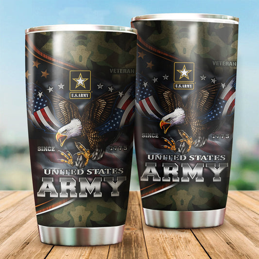 Us Army Since Eagle With American Flag Wings Stainless Steel Proud Military_6682 Tumbler by Easychoo