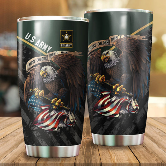 Us Veteran Army Green Stainless Steel Proud Military Tumbler by Easychoo