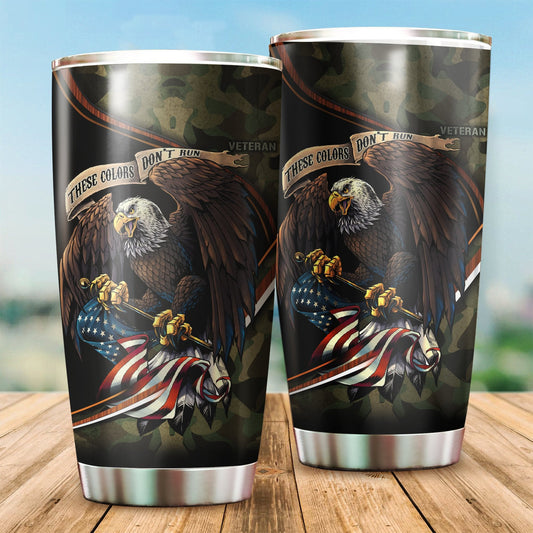Us Veteran Camo Stainless Steel Proud Military Tumbler by Easychoo
