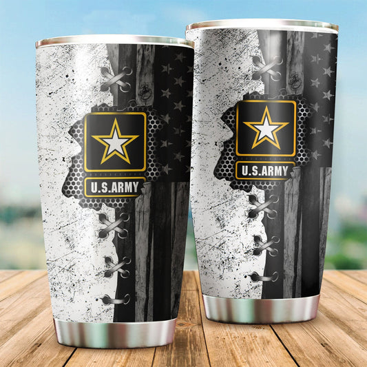 Veteran Us Army In My Heart Bw Stainless Steel Proud Military Tumbler by Easychoo