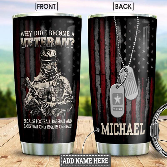 Personalized Veteran Stainless Steel Tumbler by Easychoo, style JUL21006