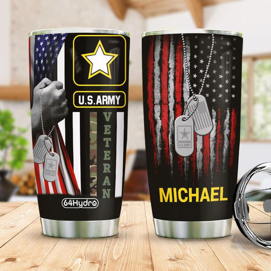Personalized Veteran Stainless Steel Tumbler by Easychoo, style JUL21007