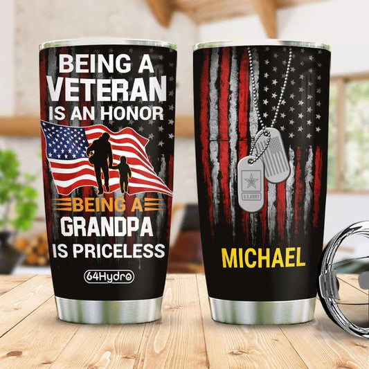 Personalized Veteran Stainless Steel Tumbler by Easychoo, style JUL21008