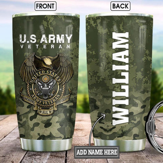 Personalized Veteran Stainless Steel Tumbler by Easychoo, style JUL21009