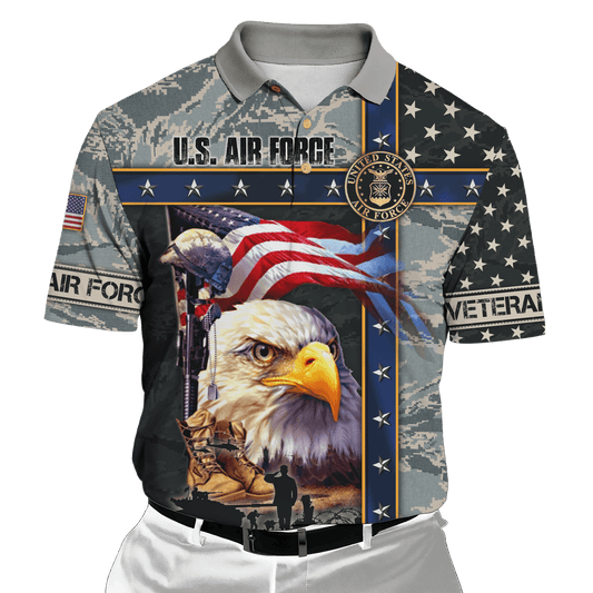 Eagle US Air Force MH12082204 - AF Unisex All-Over Print 3D Veteran Polo Shirt by Easychoo