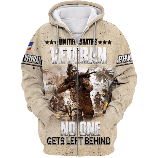 US Veteran - No One Gets Left Behind Unisex Zip Hoodie by Easychoo