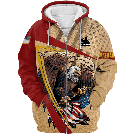 US Veteran - All Gave Some Some Gave All Unisex Zip Hoodie by Easychoo