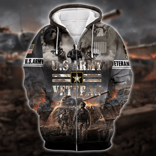 Premium Multiple US Army Veteran Zip Hoodie by Easychoo