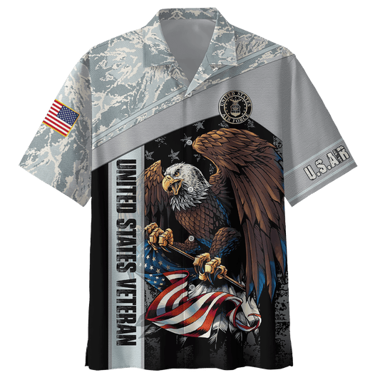 US Air Force - American Bald Eagle Flag All Unisex Veteran Hawaiian Shirt by Easychoo
