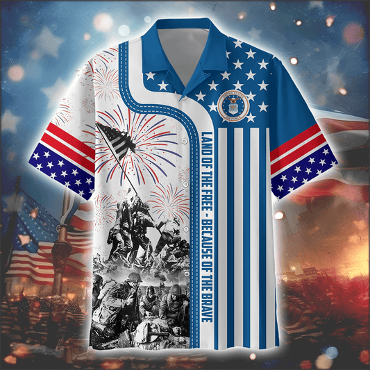 4TH Of July - Land of the Free Because of the Brave Veteran Hawaiian Shirt by Easychoo, style BOOVET06AF