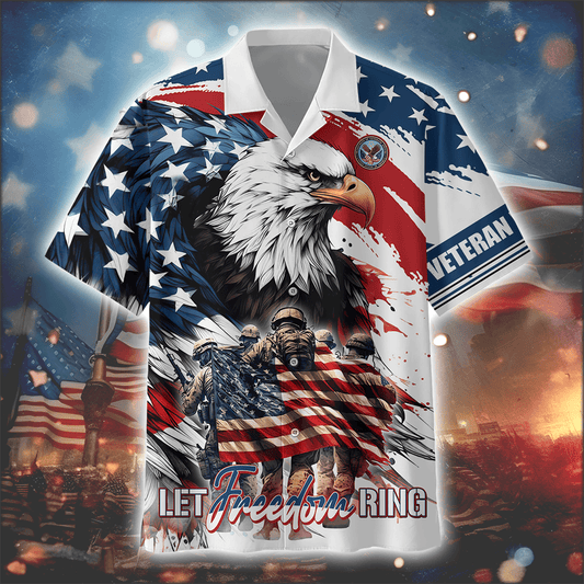 Independence Day Let Freedom Ring - US Veteran Hawaiian Shirt by Easychoo, style BOOVET09