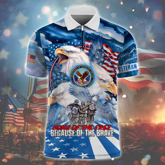 Independence Day, Home Of The Free Veteran Polo Shirt by Easychoo