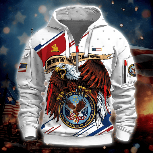 Independence Day, Freedom Isn't Free Eagle Veteran Hoodie by Easychoo