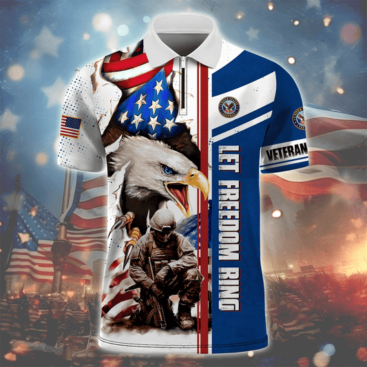 Independence Day, Let Freedom Ring Veteran Polo Shirt by Easychoo