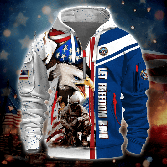 Independence Day, Let Freedom Ring Veteran Hoodie by Easychoo