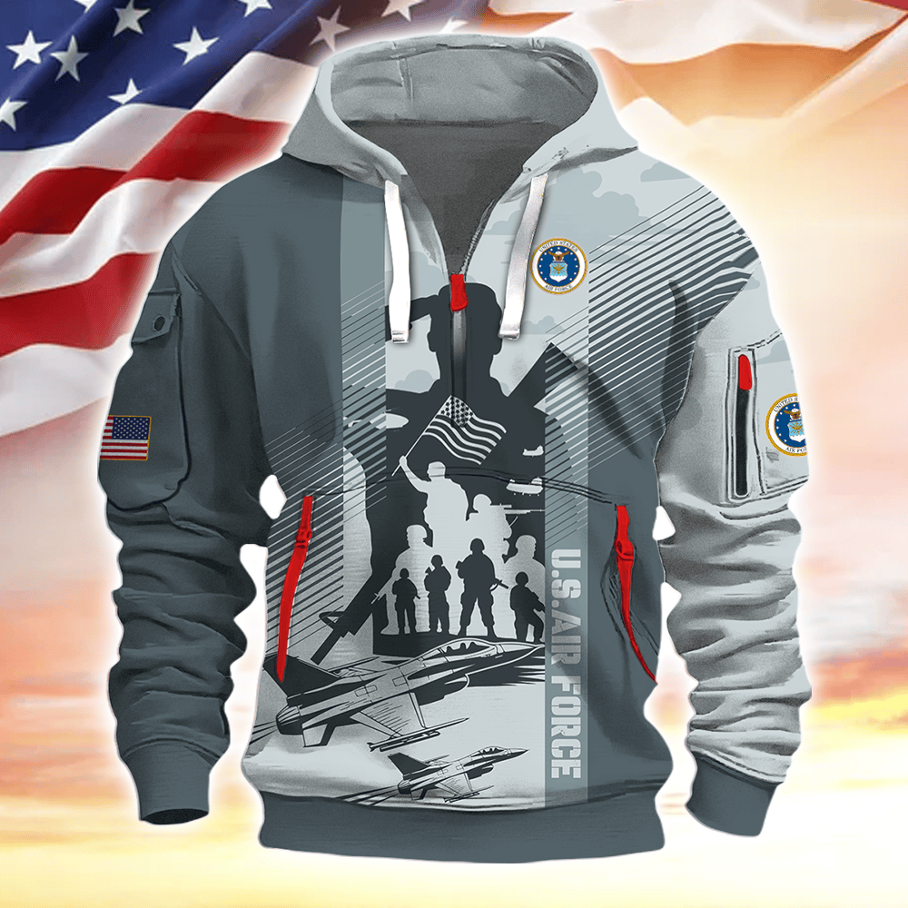 Veterans - Half Zipper Hoodie by Easychoo, lifestyle view