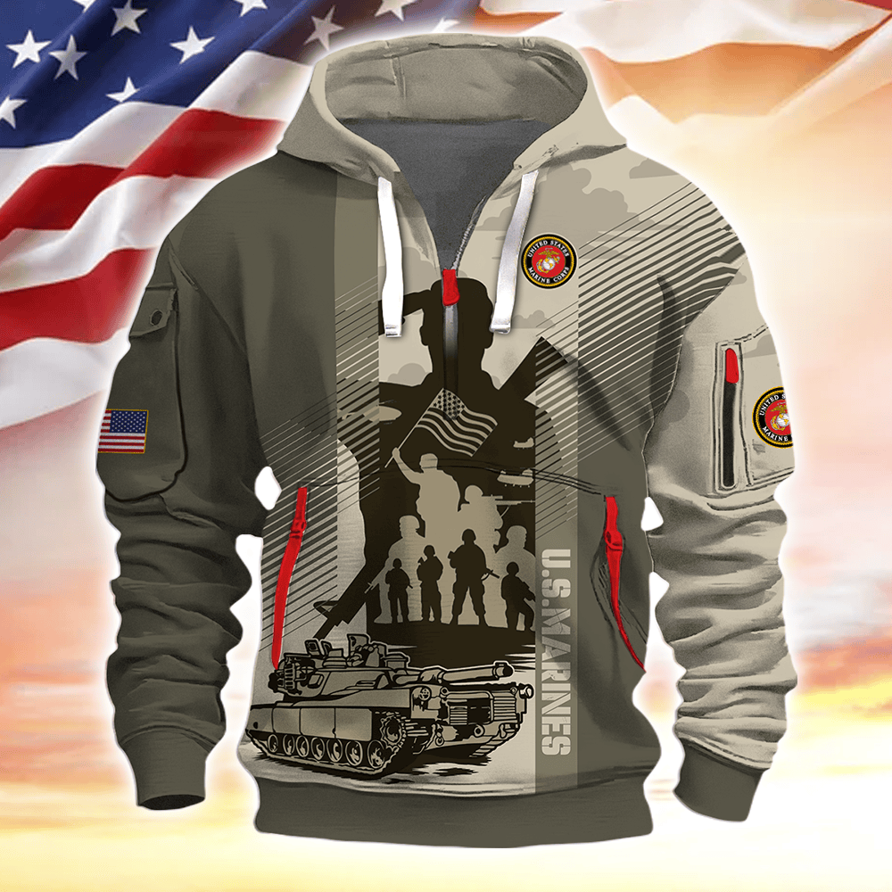 Veterans - Half Zipper Hoodie by Easychoo, back view