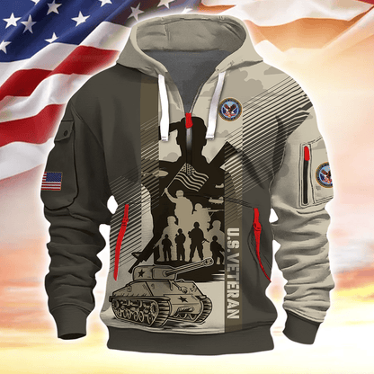 Veterans - Half Zipper Hoodie by Easychoo, image 7