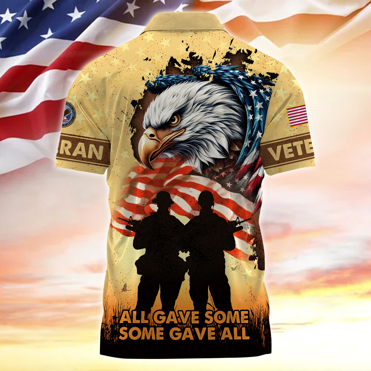 All Gave Some Some Gave All - Zipper Polo Veteran Polo Shirt by Easychoo, alternate view