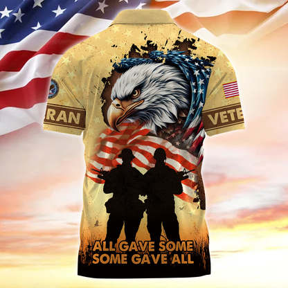 All Gave Some Some Gave All - Zipper Polo Veteran Polo Shirt by Easychoo, alternate view