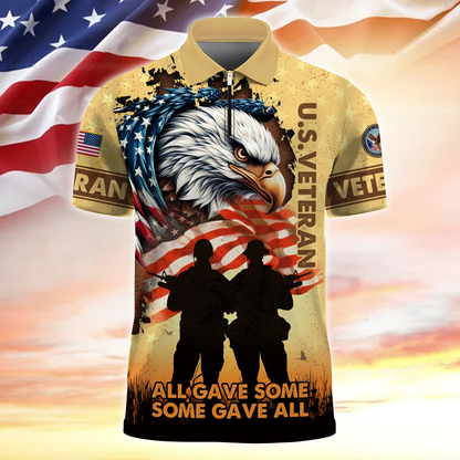All Gave Some Some Gave All - Zipper Polo Veteran Polo Shirt by Easychoo