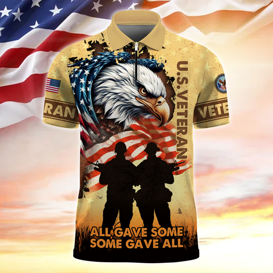 All Gave Some Some Gave All - Zipper Polo Veteran Polo Shirt by Easychoo