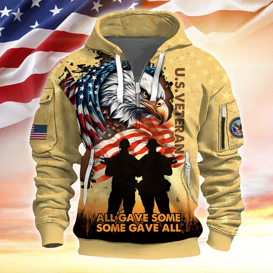 All Gave Some Some Gave All - Half Zipper Veteran Hoodie by Easychoo
