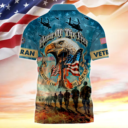 Home Of The Free Because Of The Brave - Zipper Polo Veteran Polo Shirt by Easychoo, alternate view