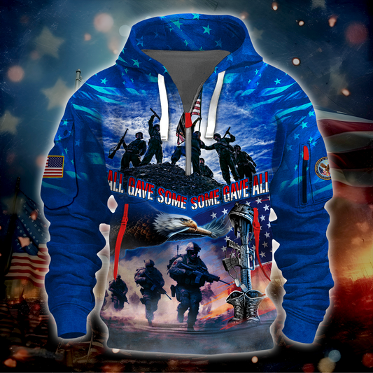 Veterans - All Gave Some Some Gave All - Half Hoodie by Easychoo, style MON250601-1