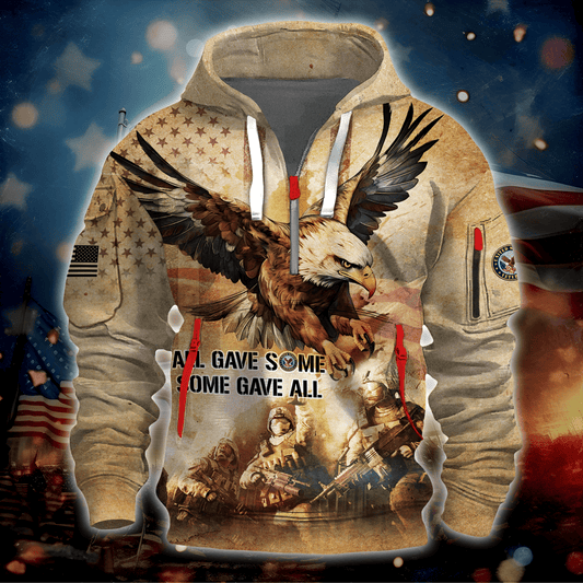Veterans Vintage- All Gave Some Some Gave All - Half Hoodie by Easychoo