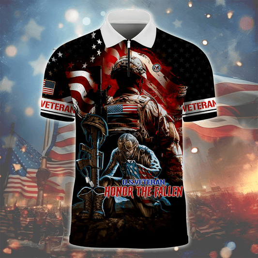 Veterans - Honor The Fallen - Zipper Polo Polo Shirt by Easychoo
