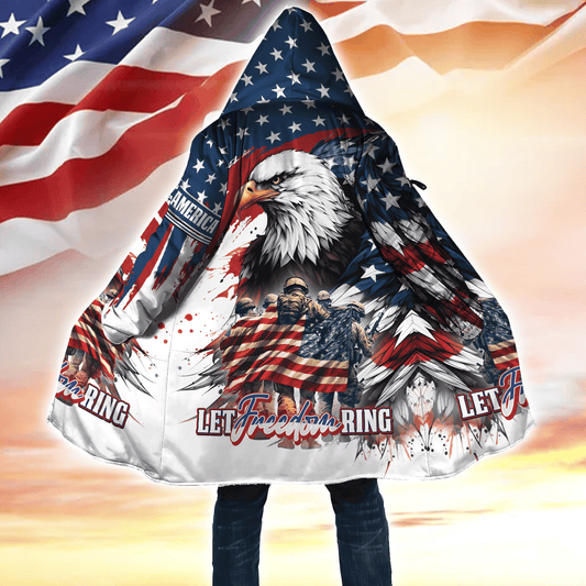 Let Freedom Ring, Veterans Day Zip Hoodie by Easychoo