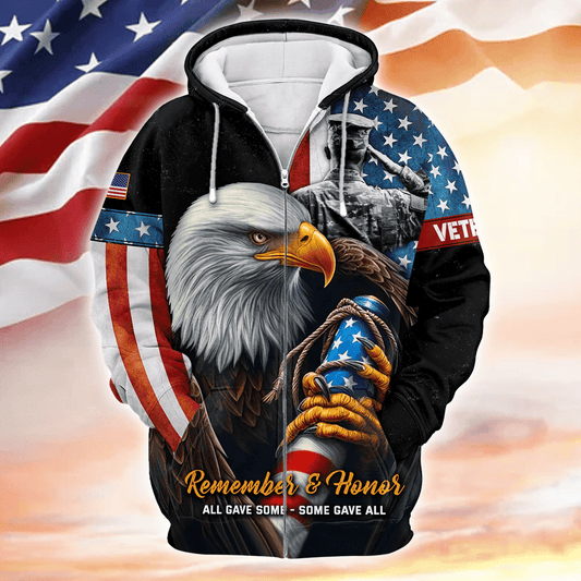 Remember & Honor All Gave Somne - Some Gave All - US Veteran Zip hoodie by Easychoo