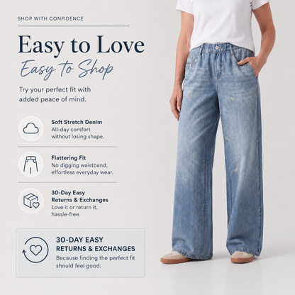 Beorah™  Denim Print French Terry Cotton Impossible Jeans