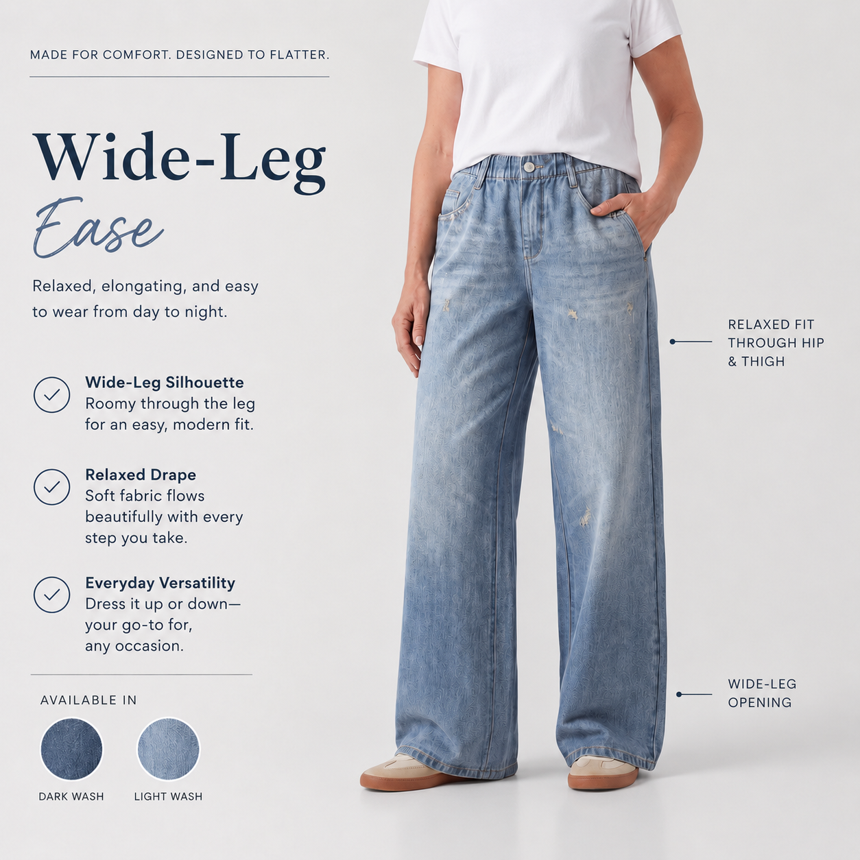 Beorah™  Denim Print French Terry Cotton Impossible Jeans