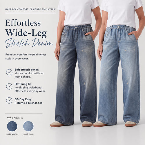 Beorah™  Denim Print French Terry Cotton Impossible Jeans