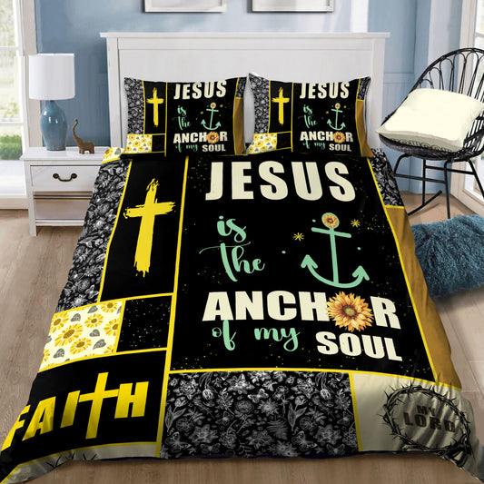 Sunflower and Cross "Anchor of My Soul" Bedding Set T-shirt by Easychoo