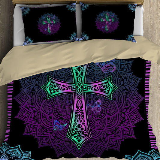 Ornate Mandala Cross Bedding Set T-shirt by Easychoo