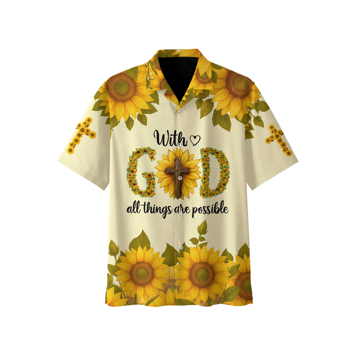 With God All Things Are Possible Sunflower Christian - Faith Cross Zip Up for Believers by Easychoo, alternate view