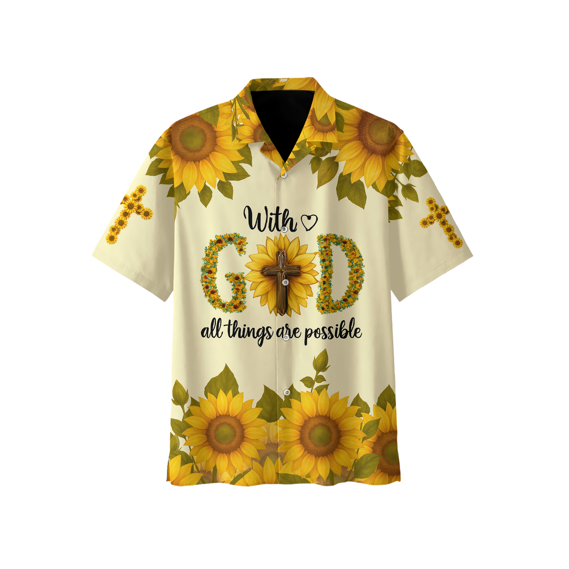 With God All Things Are Possible Sunflower Christian - Faith Cross Zip Up for Believers by Easychoo, alternate view